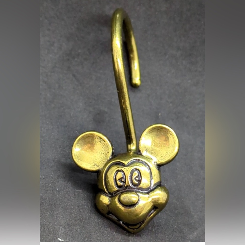 Vintage brass Mickey Mouse shower hooks -12